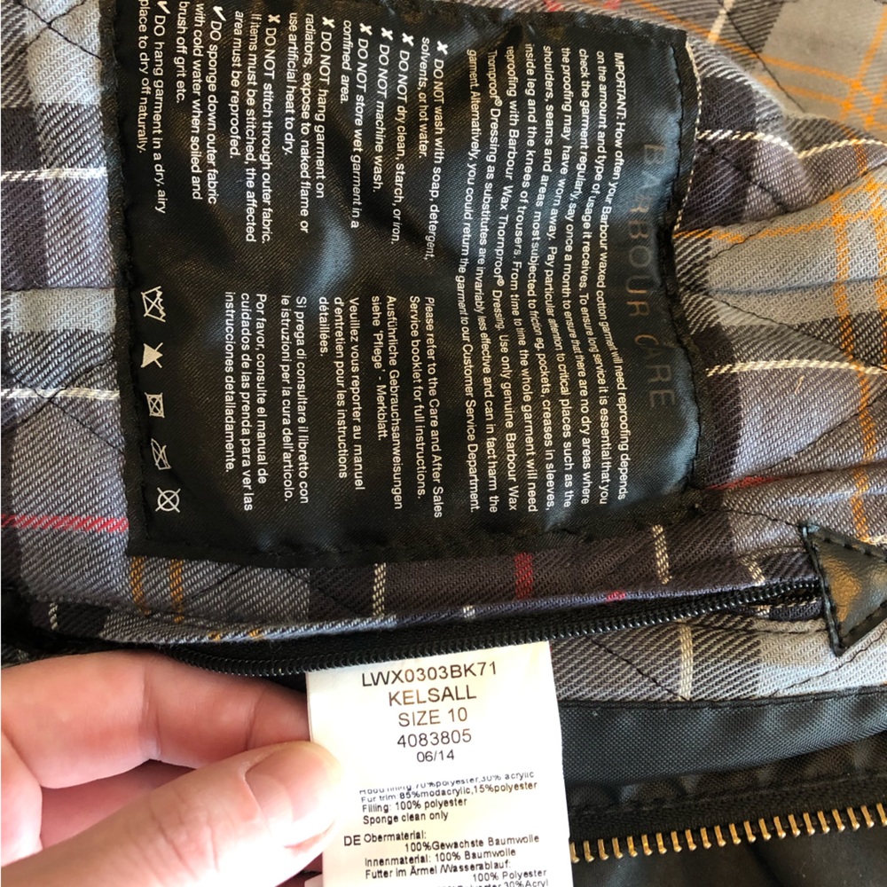 SOLD Barbour Kelsall Waxed Cotton Jacket US6/UK10 - Picture 6 of 11